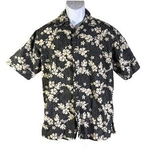 COOKE STREET Men's Short Sleeve Button Down Inside Out Floral Shirt Black Medium